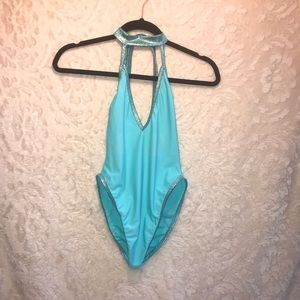 Blue rave halter top one piece